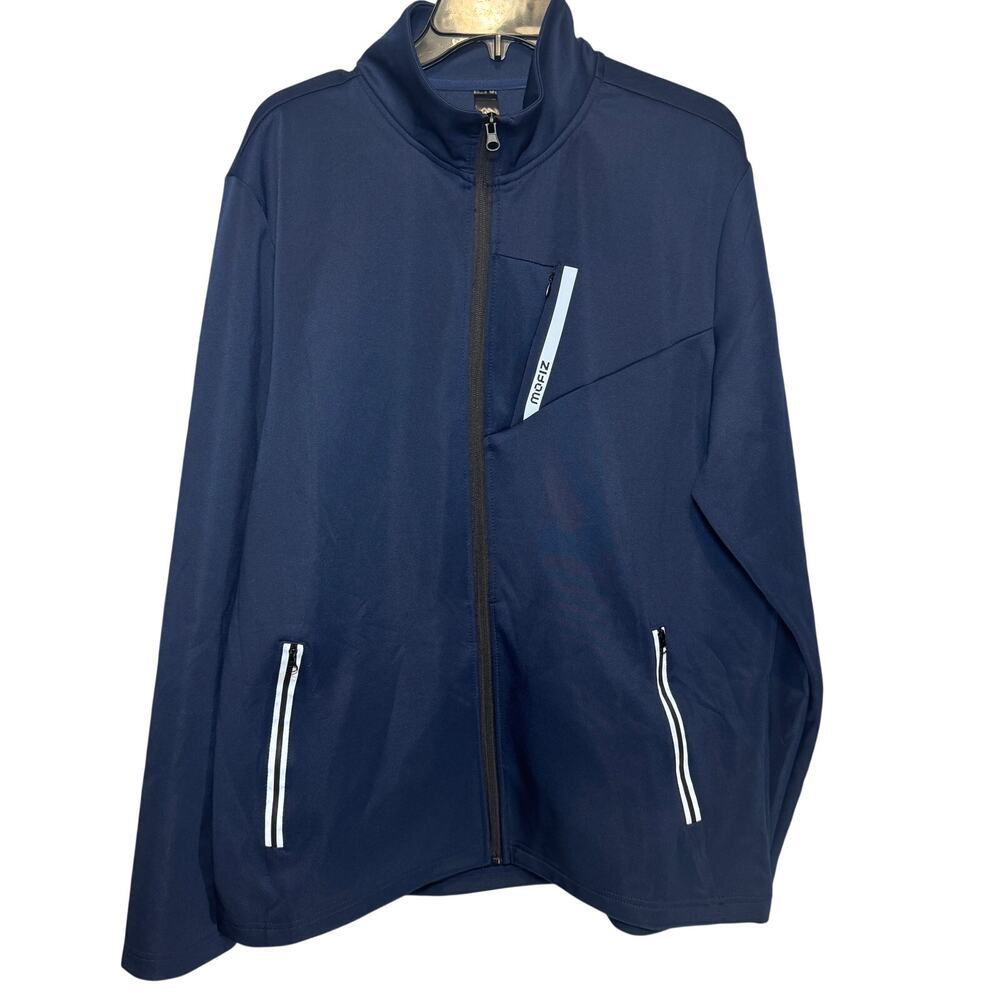 Mofiz Men's full-zip navy blue jacket with reflective strips Size Large‎